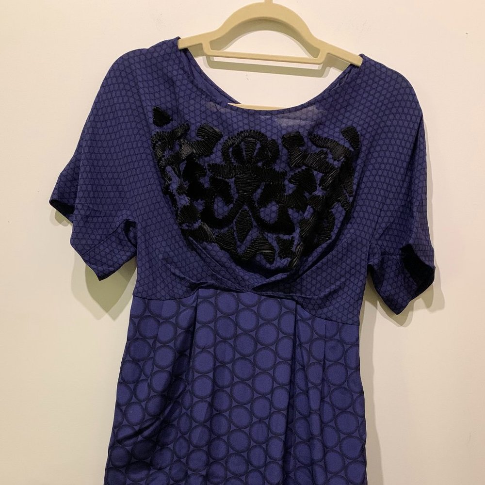3.1 Philip Lim Blue-Black Silk Dress, Embroidered